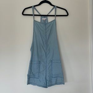 chambray overall romper